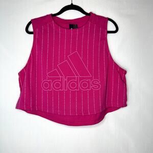 Adidas Women's Pink Tank Sid Tank Top Logo REAMAG/WHITE XL